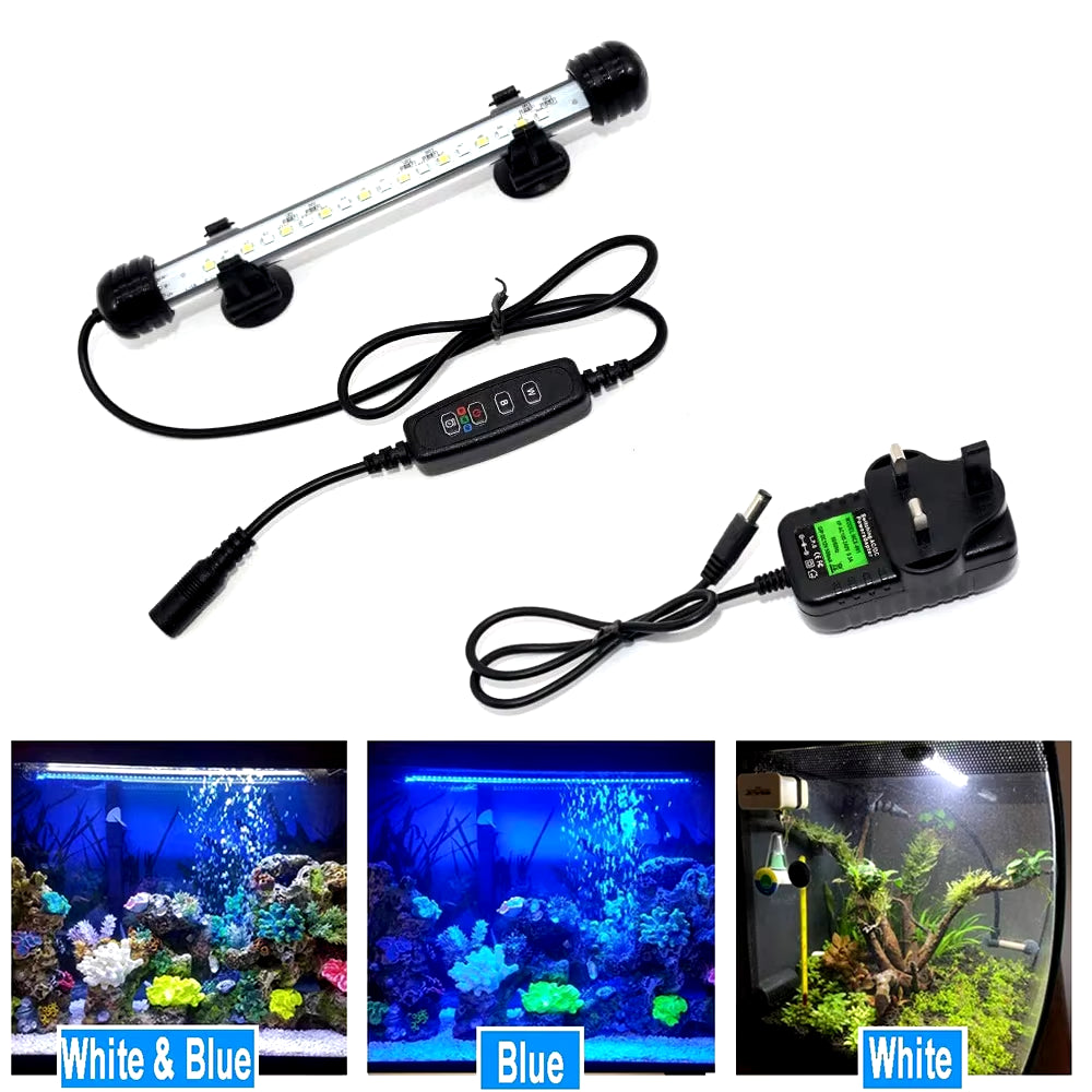 Submersible Waterproof LED Aquarium Light with Timer - Automatic On/Off Function for Fish Tank Decoration (Model D30)