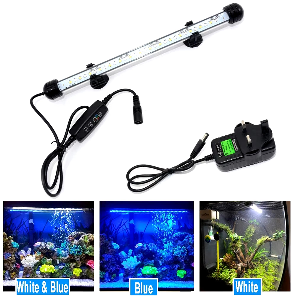 Submersible Waterproof LED Aquarium Light with Timer - Automatic On/Off Function for Fish Tank Decoration (Model D30)