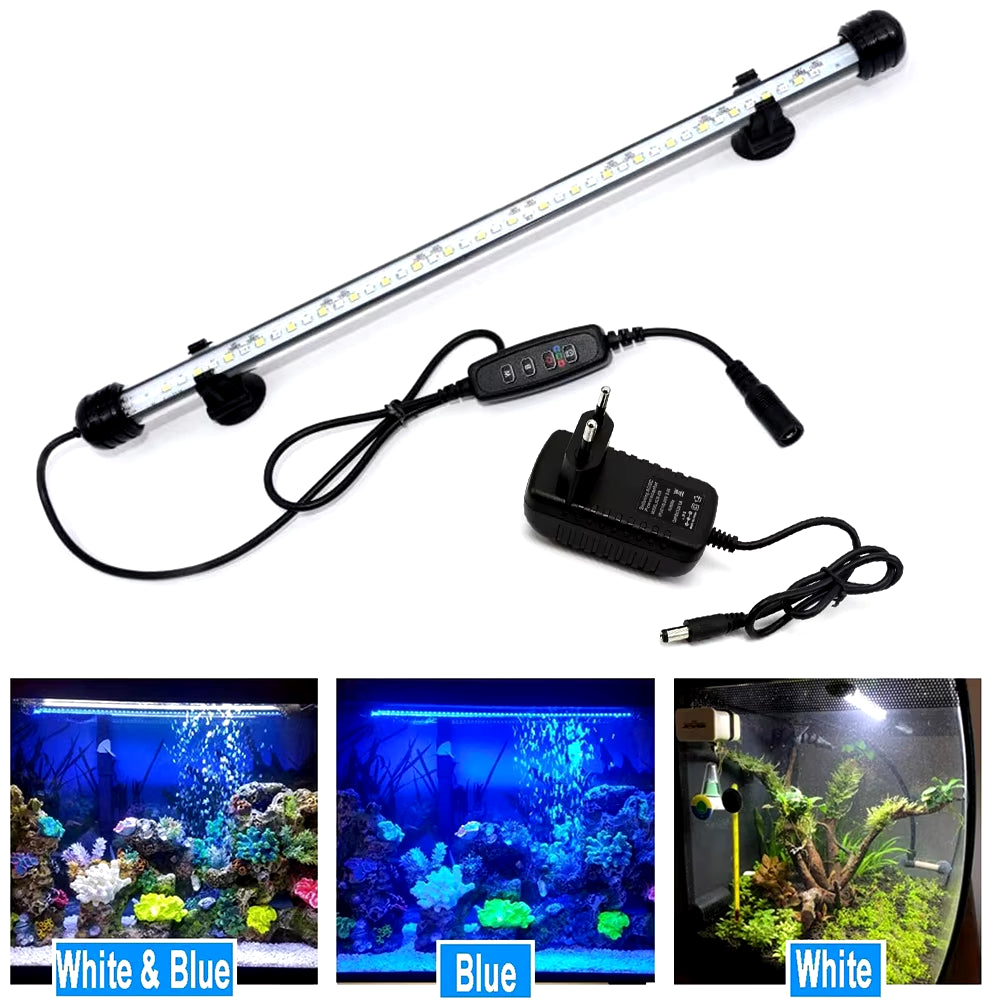 Submersible Waterproof LED Aquarium Light with Timer - Automatic On/Off Function for Fish Tank Decoration (Model D30)