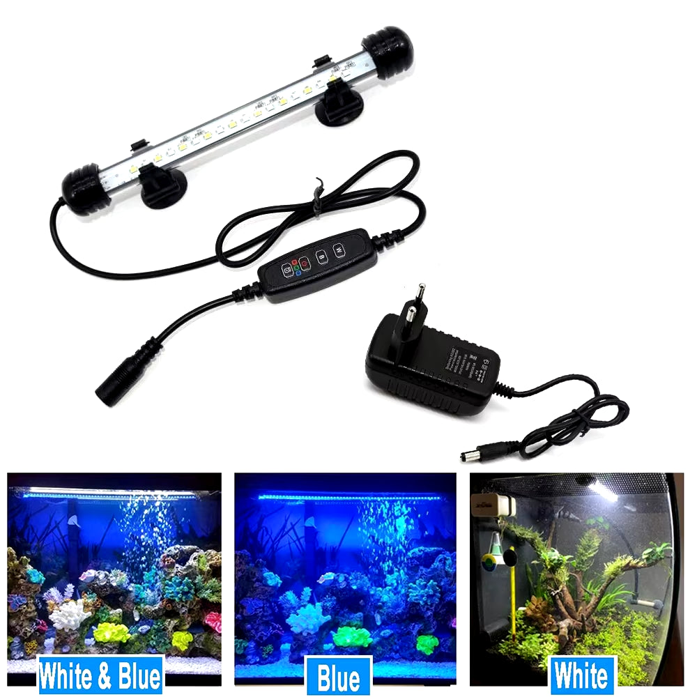 Submersible Waterproof LED Aquarium Light with Timer - Automatic On/Off Function for Fish Tank Decoration (Model D30)