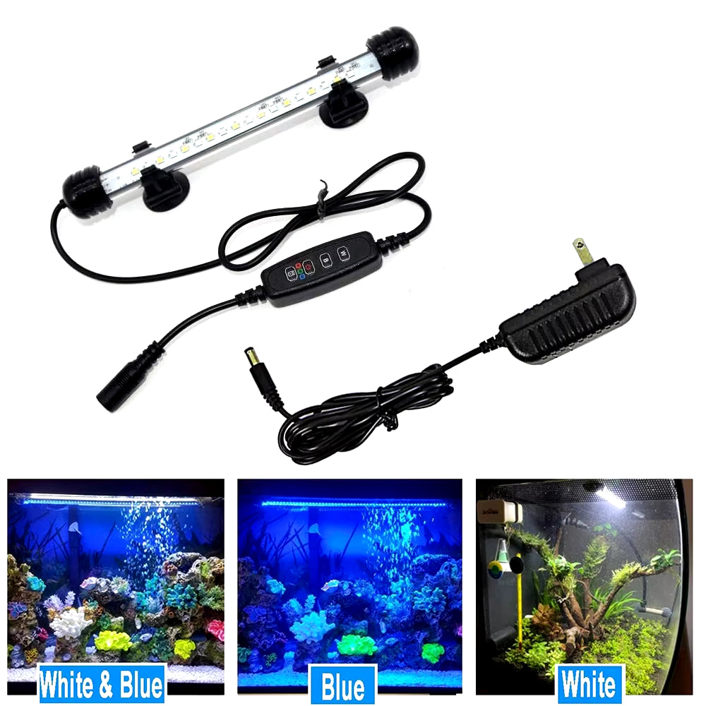 Submersible Waterproof LED Aquarium Light with Timer - Automatic On/Off Function for Fish Tank Decoration (Model D30)