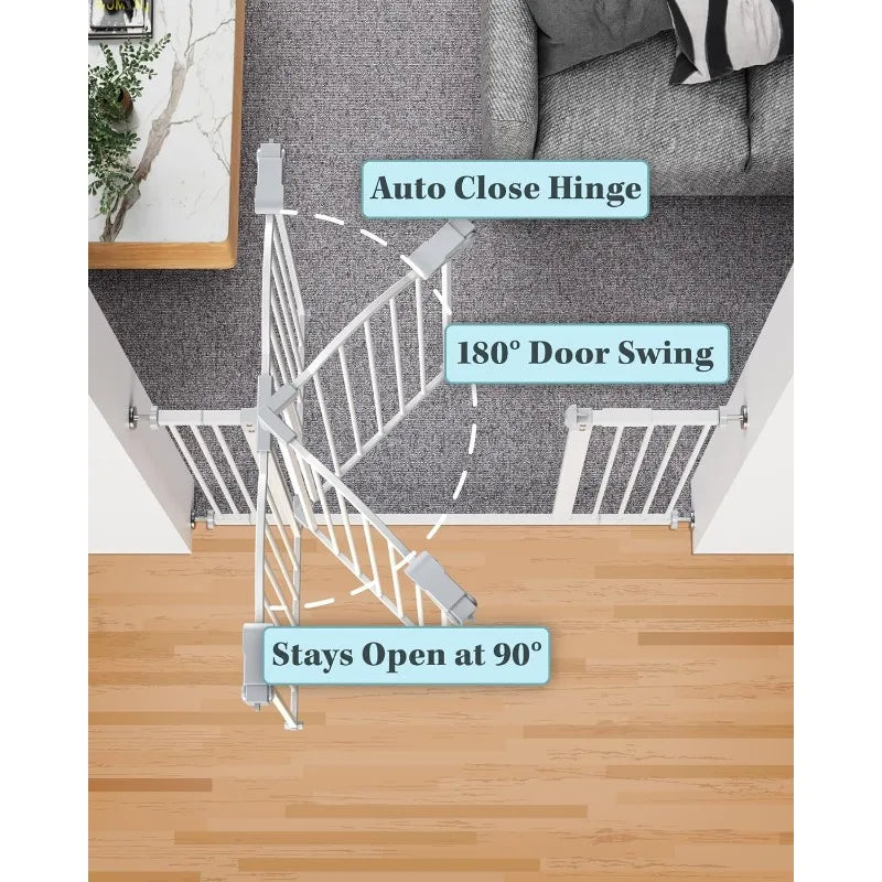 39.6” Dog Gate for Stairs & Doorways, 30" Tall Baby Gate Pressure Mount Pet Gates, Easy Step Auto Close Both Sides Walk Thru