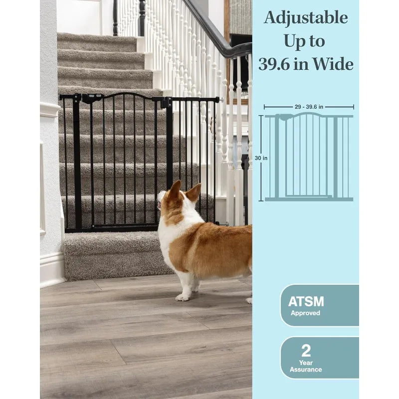 39.6” Dog Gate for Stairs & Doorways, 30" Tall Baby Gate Pressure Mount Pet Gates, Easy Step Auto Close Both Sides Walk Thru