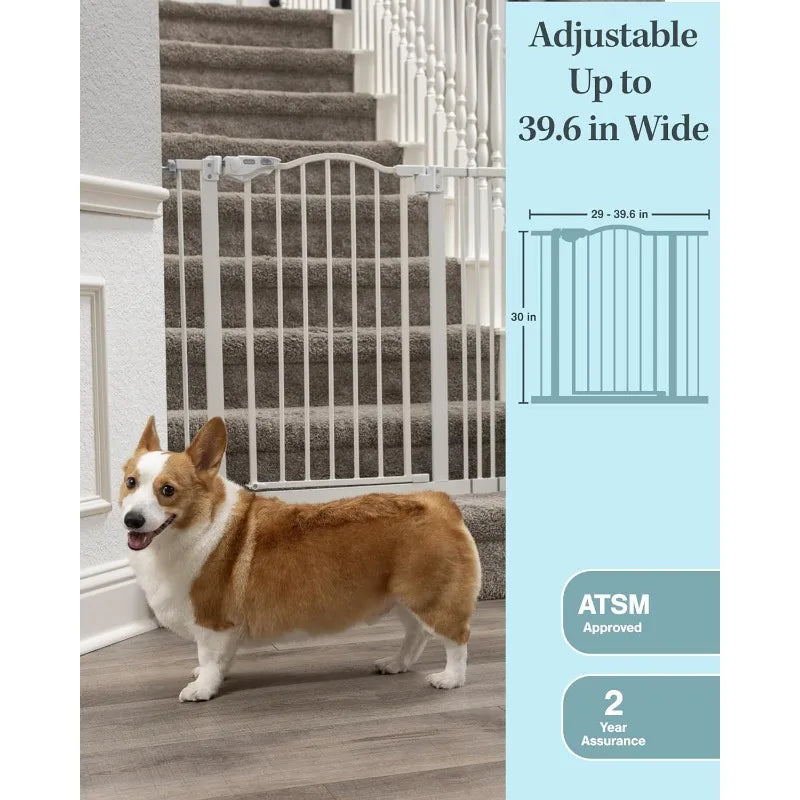 39.6” Dog Gate for Stairs & Doorways, 30" Tall Baby Gate Pressure Mount Pet Gates, Easy Step Auto Close Both Sides Walk Thru