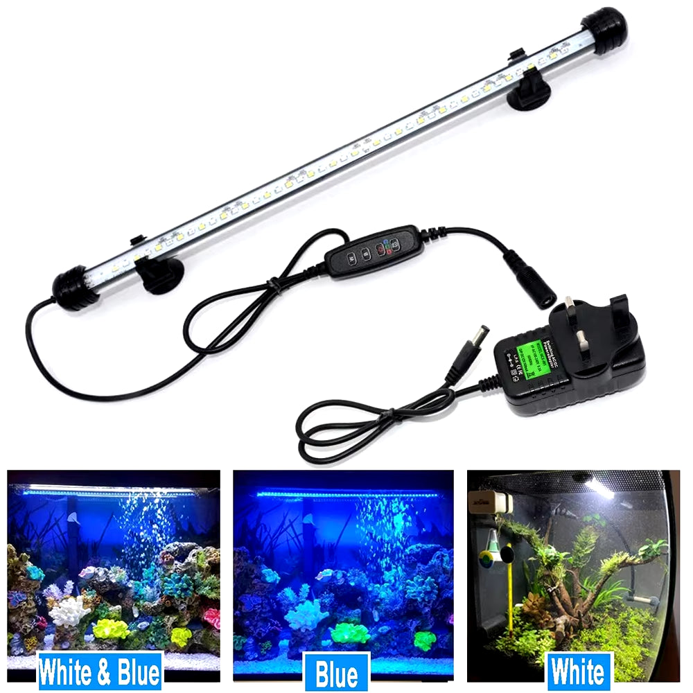 Submersible Waterproof LED Aquarium Light with Timer - Automatic On/Off Function for Fish Tank Decoration (Model D30)