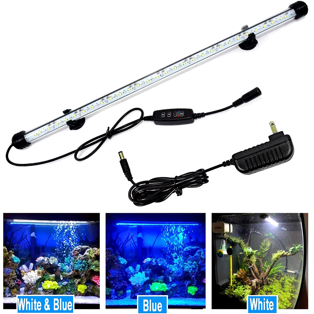 Submersible Waterproof LED Aquarium Light with Timer - Automatic On/Off Function for Fish Tank Decoration (Model D30)