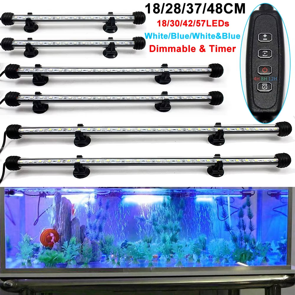 Submersible Waterproof LED Aquarium Light with Timer - Automatic On/Off Function for Fish Tank Decoration (Model D30)