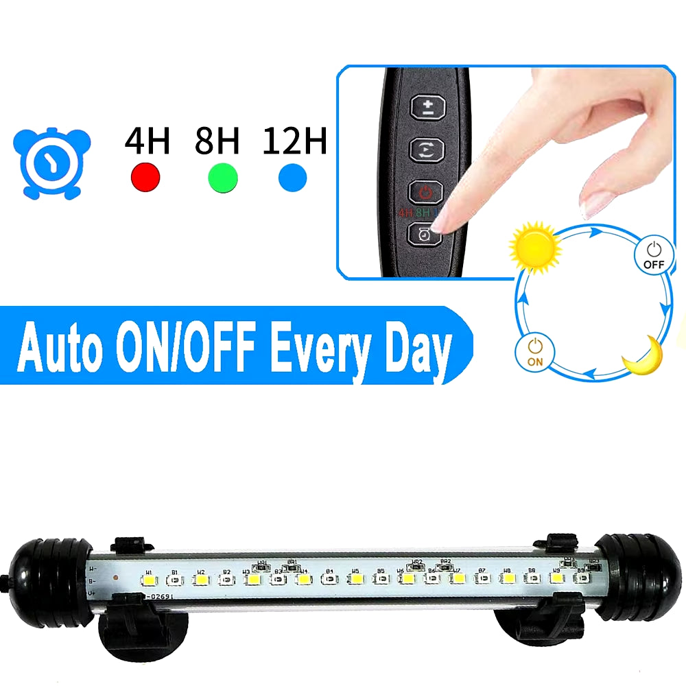 Submersible Waterproof LED Aquarium Light with Timer - Automatic On/Off Function for Fish Tank Decoration (Model D30)