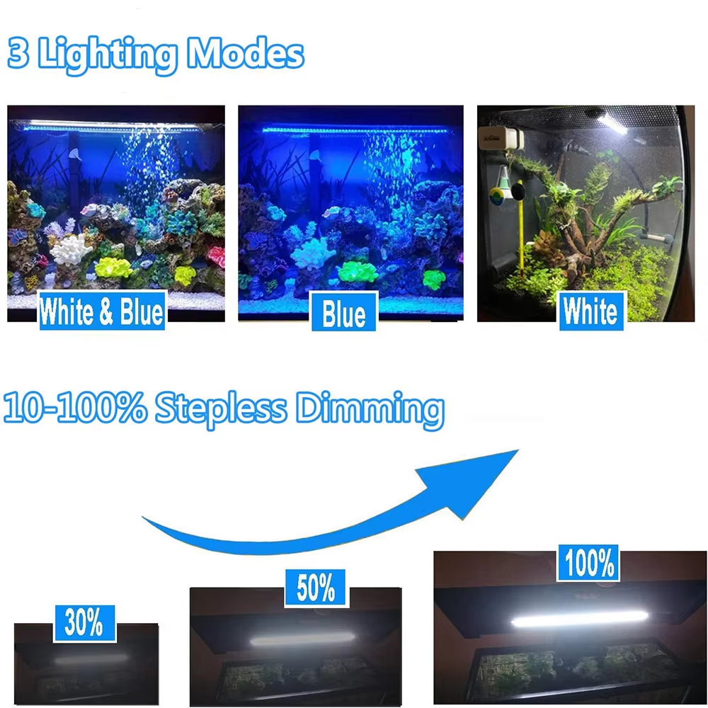 Submersible Waterproof LED Aquarium Light with Timer - Automatic On/Off Function for Fish Tank Decoration (Model D30)