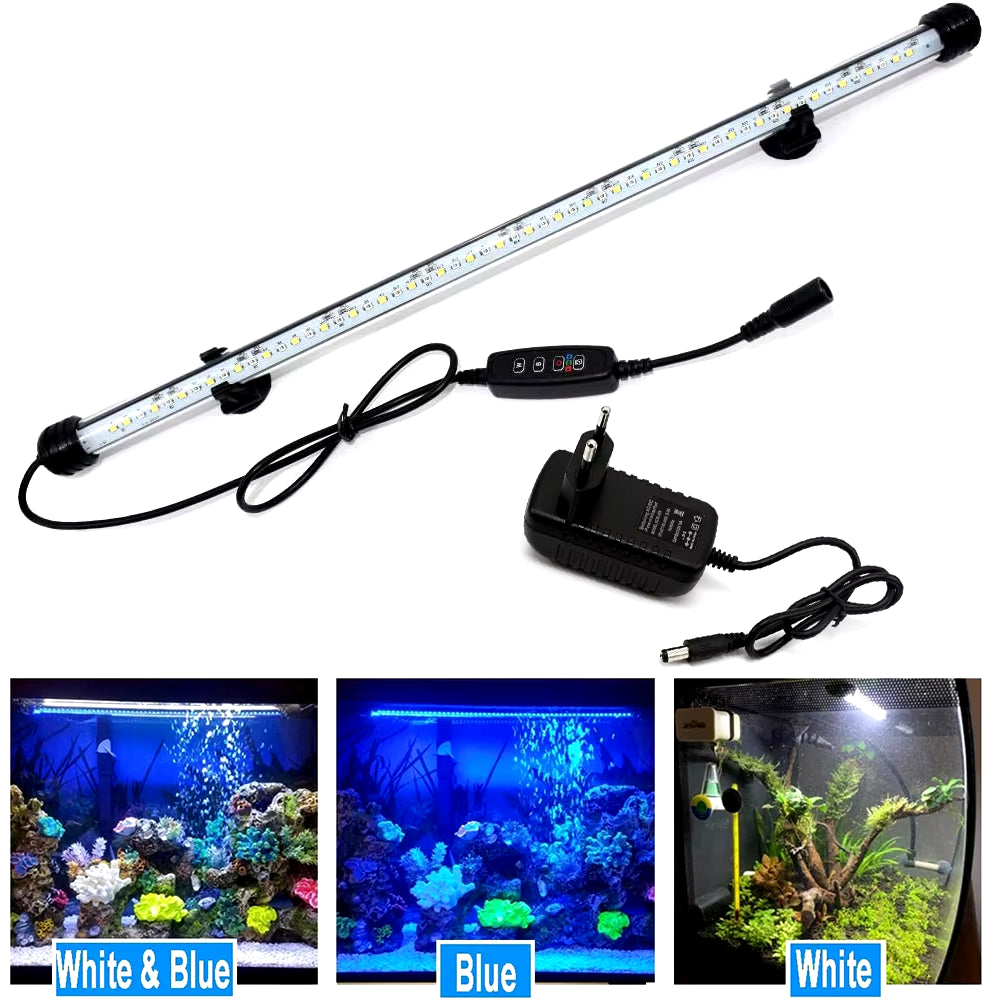 Submersible Waterproof LED Aquarium Light with Timer - Automatic On/Off Function for Fish Tank Decoration (Model D30)