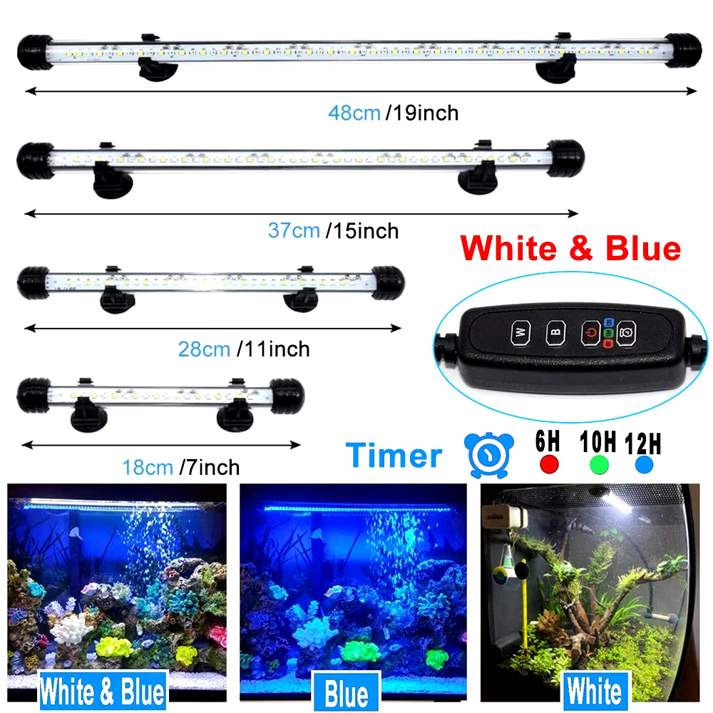 Submersible Waterproof LED Aquarium Light with Timer - Automatic On/Off Function for Fish Tank Decoration (Model D30)